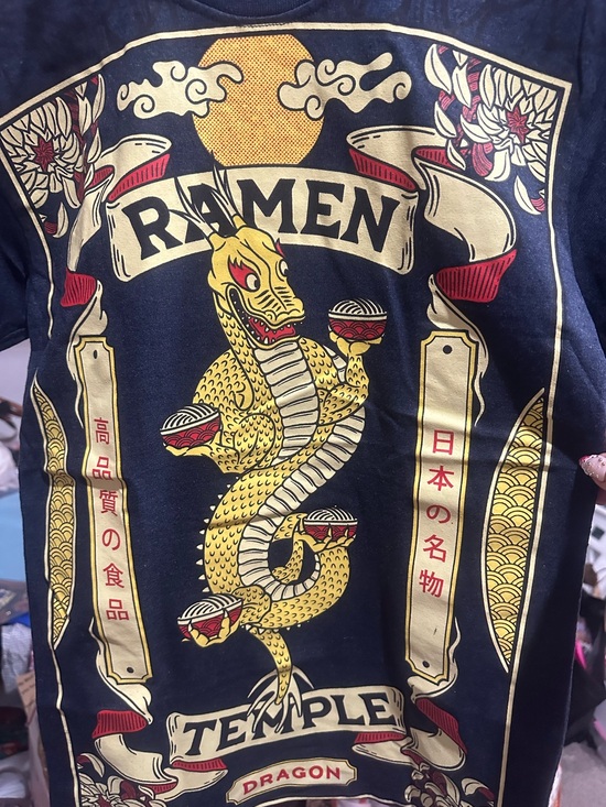 Brisco Tops - Ramen Temple Dragon Graphic Tee - Navy & Gold